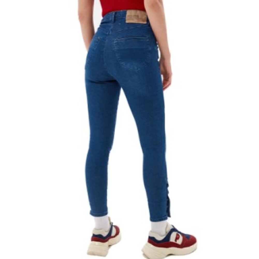 NWT One Teaspoon Preachers High Waist Organic Cotton Snap Cuff Jean Indigo Sz 24 - Picture 2 of 15